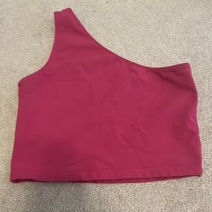magenta one shoulder crop top
